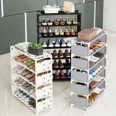 رف أحذية متعدد الطبقات من البلاستيك، مقاوم للغبار والماء، ثقيل التحمل وسهل التخزين، قائم بذاته، سهل التركيب، سعة تخزين كبيرة، مناسب للمدخل والممر والغرفة والحمام وغرفة المعيشة وسكن الطلاب