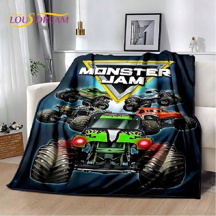 Monster Truck 3D Monster Jam Cartoon Soft Flannel Blanket For Bed Bedroom Sofa Picnic,Throw Blanket For Outdoor Leisure Nap Gift3 - 彩色 - 查看 1