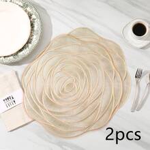 2/4pcs Rose Flower Placemats, Coasters, Heat-Resistant PVC Tableware Mats, European Style Washable Insulation Pads For Kitchen, Dining Room, Cafe, Party, Wedding, Christmas, Valentine's Day, Thanksgiving - Multicolor - View 14