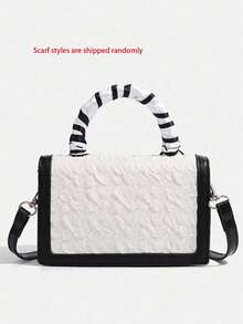 Dedoo Sac mini carré rétro, sac bandoulière multifonction unique pour femmes, sac fourre-tout décontracté pour le travail, meilleur cadeau pour la fête des mères (les styles d'écharpe sont aléatoires) - Noir - Voir 5