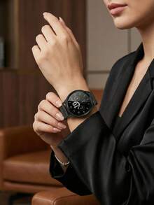 2pcs/Set Black Milanese Loop Magnetic Band & 2-In-1 Integrated Case Compatible With Samsung Galaxy Watch 7/6/5/4 (40mm/44mm), Premium Stainless Steel Mesh Bracelet With Strong Magnetic Buckle & Hard PC Bumper Case Built-In Tempered Glass Screen Protector - Black - View 9