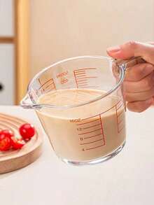 1pc Heat-Resistant Glass Measuring Cup With Precise Markings And Handle, Multifunctional Large Capacity, Stackable Storage, Suitable For Coffee Measurement, Spout Design For Easy Pouring, Transparent Container Applicable For Baking Measurement, Multipurpose Kitchen Tool For Measuring Baking, Milk, Water And Flour - Transparent - View 8