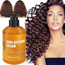 GZE 免洗卷发定型霜，不油腻，保湿，消除毛躁，抚平毛躁，适合所有卷发类型和发质，打造完美卷发，男女皆宜。 - 橘色 - 查看 3