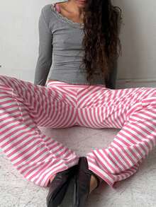Lounge Yoga Pants For Women Fold Over Low Waist Wide Leg Sweatpants Flare Leggings Bell Bottoms Y2K Foldover Pants - 粉色 - 查看 10