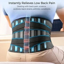Este cinturón de soporte lumbar unisex cuenta con tirantes transpirables y un diseño antideslizante, brindando soporte lumbar para discos protuberantes. Adecuado para el hogar, el trabajo, actividades al aire libre como levantamiento de pesas y puede ayudar a aliviar la ciática. - Negro - Ver 2