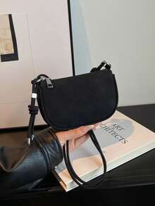 荔枝纹迷你手提包，女士新款时尚轻便日常斜挎包 - 黑色 - 查看 9