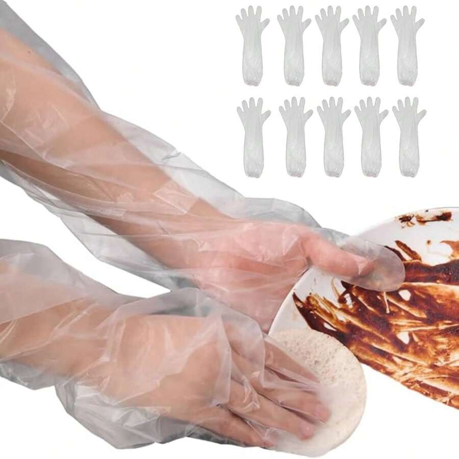 10 Pairs/20 Pairs Waterproof Disposable Gloves, Multi-Purpose Thick Transparent Gloves For Kitchen - Arm Glove - View 1