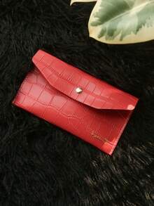 1pc Personalized Stone Texture Cash Envelope Wallet Customized Gold Monogram Long Minimalist Soft PU Leather Wallet Christmas Red & Green Travel Wallet Custom Travel Accessories Gift - Multicolor - View 11