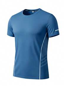 Bộ 4 áo thun thể thao nam thoáng khí, nhanh khô, có lưới bên hông và viền tương phản, thích hợp cho tập gym và chạy bộ, bộ nhiều áo thun, áo tập luyện màu đen mùa hè - màu đen - Xem 7