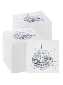 20pcs/Pack Retro 70s 80s 90s Disco Party Cocktail Napkins, Suitable For Engagement, Birthday, Graduation Party, Baby Shower, Valentine's Day (Black) - B - View 1