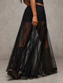 Lace See-Through Low-Waist Skirt, Women Country Music Concert/Beach Resort ,Valentine's Day, Valentine For Women - 黑色 - 查看 6