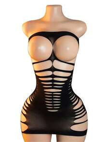 Strapless Hollowed Out Sleeveless Open Bra See Through Lingerie Erotic Babydoll Nightwear Chemises - Z69 - 查看 1