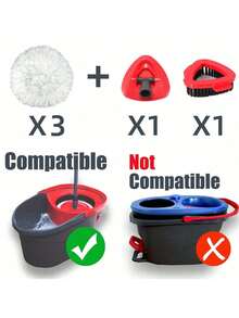 3 Pack Spin Mop Replacements Head Compatible With Oceda EasyWring 1-Tank System,Microfiber Spin Mop Refills Head,1 Mop Scrub Brush + 1 Mop Base + 3 Pack Cleaning Floor Mop Head(1 Tank System ONLY) - (3+1+1) PCS - Xem 2