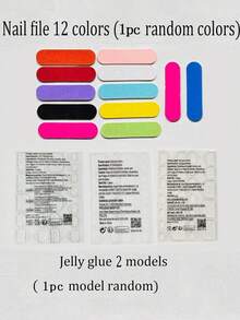 24片酒红色短方形闪亮水钻全覆盖式按压式脚趾甲，包含1个指甲锉和1卷胶带，女士美甲用品 - 酒紅色 - 查看 3