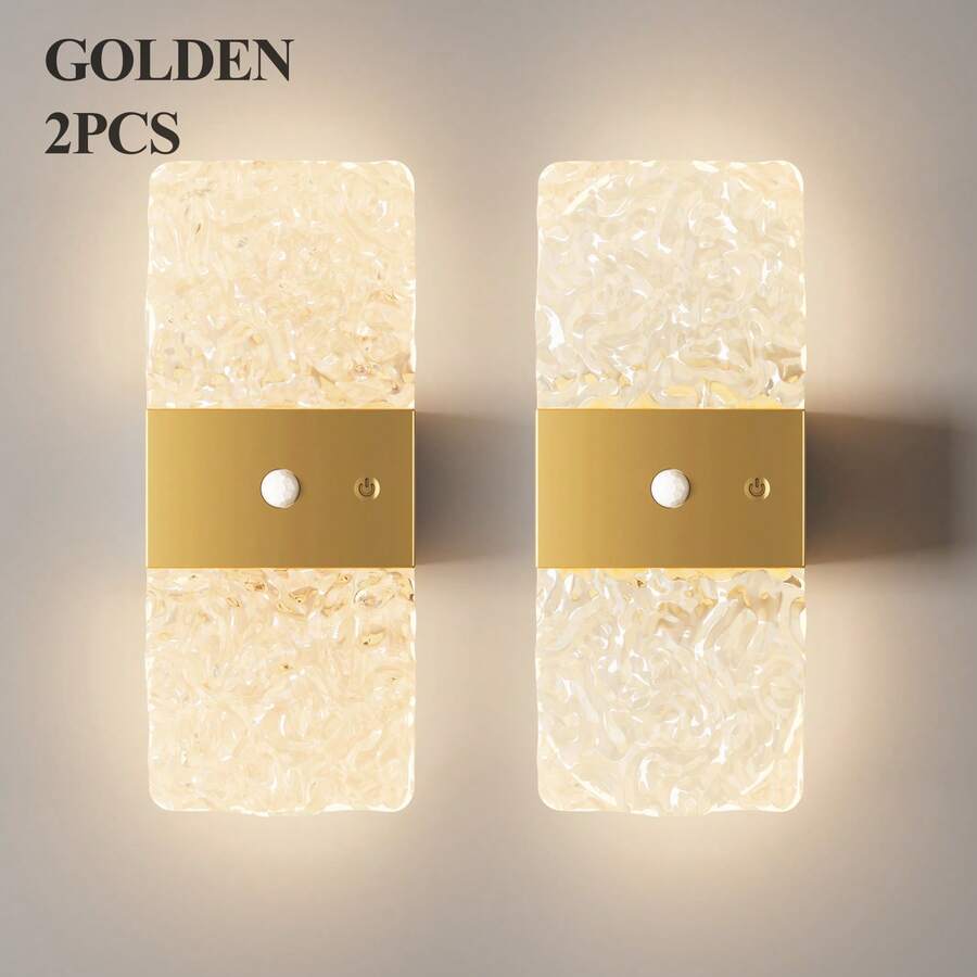 Crystal Acrylic Modern Wall Lamp With Sensor LED, Wireless Battery Night Light Suitable For Corridor, Stairs, Wardrobe And Kitchen