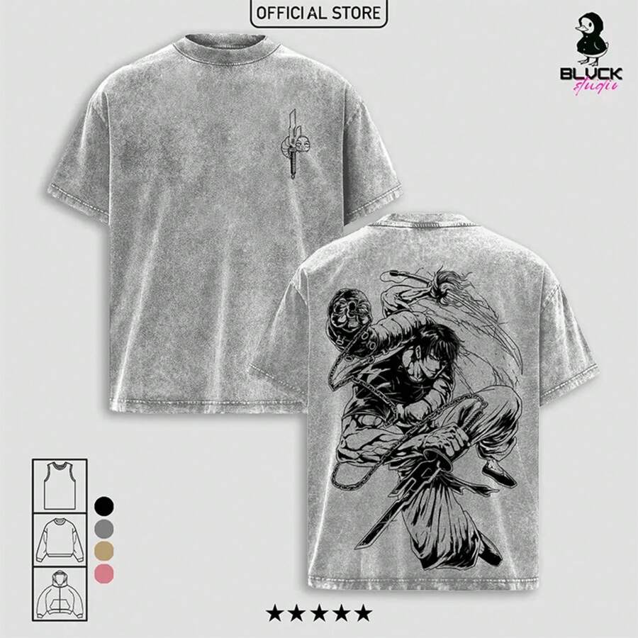 Toji Fushiguro JJK T-Shirt, Tanktop, Sweatshirt And Hoodie Washed Menswear Top Heavy Cotton Underwear Double Printed Vintage Washed Tee Oversize Unisex Anime Manga Streetwear Retro Graphic Gift For Men And WomenHX0002 - Xám - Xem 1