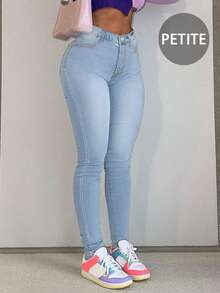 Cross-Border Fashion New Women Denim Skinny Minimalist Versatile Petite Fit Jeans - Light Wash - View 3