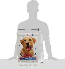 Breeze Decor Patriotic Yellow Labrador Retriever Garden Flag-Set With Stand Dog Puppy Spoiled Paw Canine Fur Pet Nature Farm Animal Creature House Banner Small Yard Gift Double-Sided, Made In USA - White - 查看 2