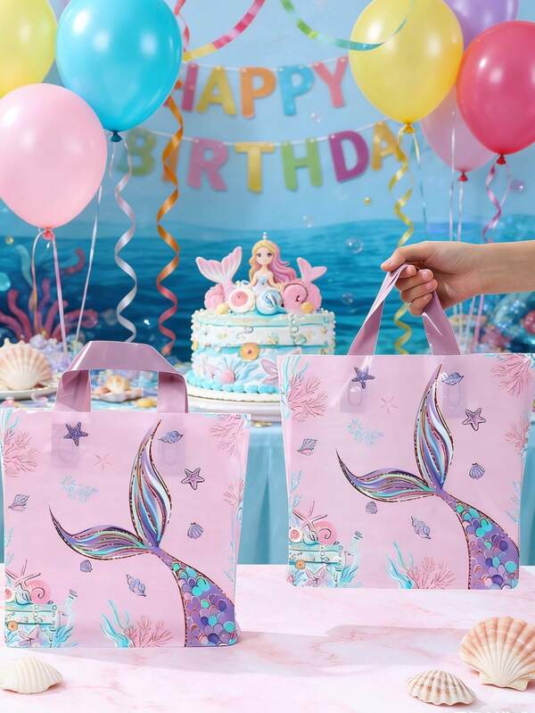 25pcs Mermaid Gift Bags Tote Bags, Girl Birthday Party Small Gift Bags, Baby Shower Party Decorations, Mermaid Decoration Shopping Bags, Gender Reveal Decor Gift Wrapping Bags, Mermaid Birthday Gift Bags, 1st Birthday Party Supplies, Welcome Baby Girl Party Table Decorations, First Tooth Party Decorations, Newborn Girl Party Gift Wrapping Supplies, Baby Shower Gifts, Birthday Gifts, Room Decor, Home Decor, Party Favors