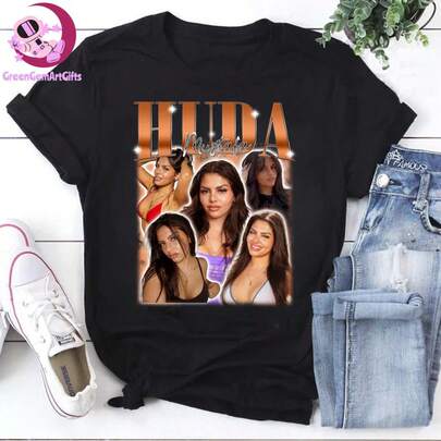 Huda Ustafa Bootleg Shirt, Retro Fan Tribute Graphic Tee, S Style Celebrity Collage Shirt, Unisex  Streetwear, Huda Ustafa Vintage