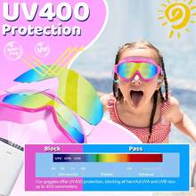 Swim Goggles 2 Pack Anti-Fog Anti-UV Wide View Swimming Goggles For Kids 3-14 - Blue & Purple - View 8