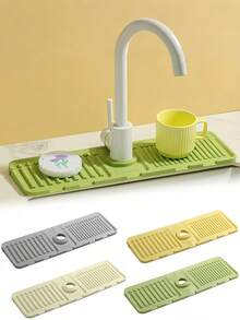 5° Tilted Faucet Splash Guard With Silicone Drip Tray, Non-Slip Faucet Drain Rack For Kitchen Sink, Bathroom, RV, Coffee Bar - Essential Home Decor Accessory - Multicolor - View 6