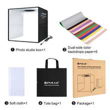 PULUZ 40cm Ring Light Portabel Lipat USB Studio Fotografi Tenda Kotak, Termasuk 6 Papan Latar Belakang Berwarna Dua Sisi, Ukuran: 40cm X 40cm X 40cm (Hitam) - Hitam - View 10