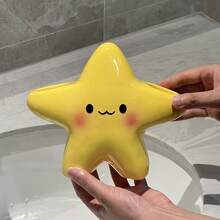 1pc Cute Star-Shaped Toothbrush Holder - Freestanding Plastic Bathroom Storage Box With Smiling Face Design, Space-Saving Adorable Star Shape, Suitable For Countertop, Sink, Bathtub - Can Hold Toothbrush And Toothpaste (No Installation Required) - Bathroom Decor - Yellow - View 6
