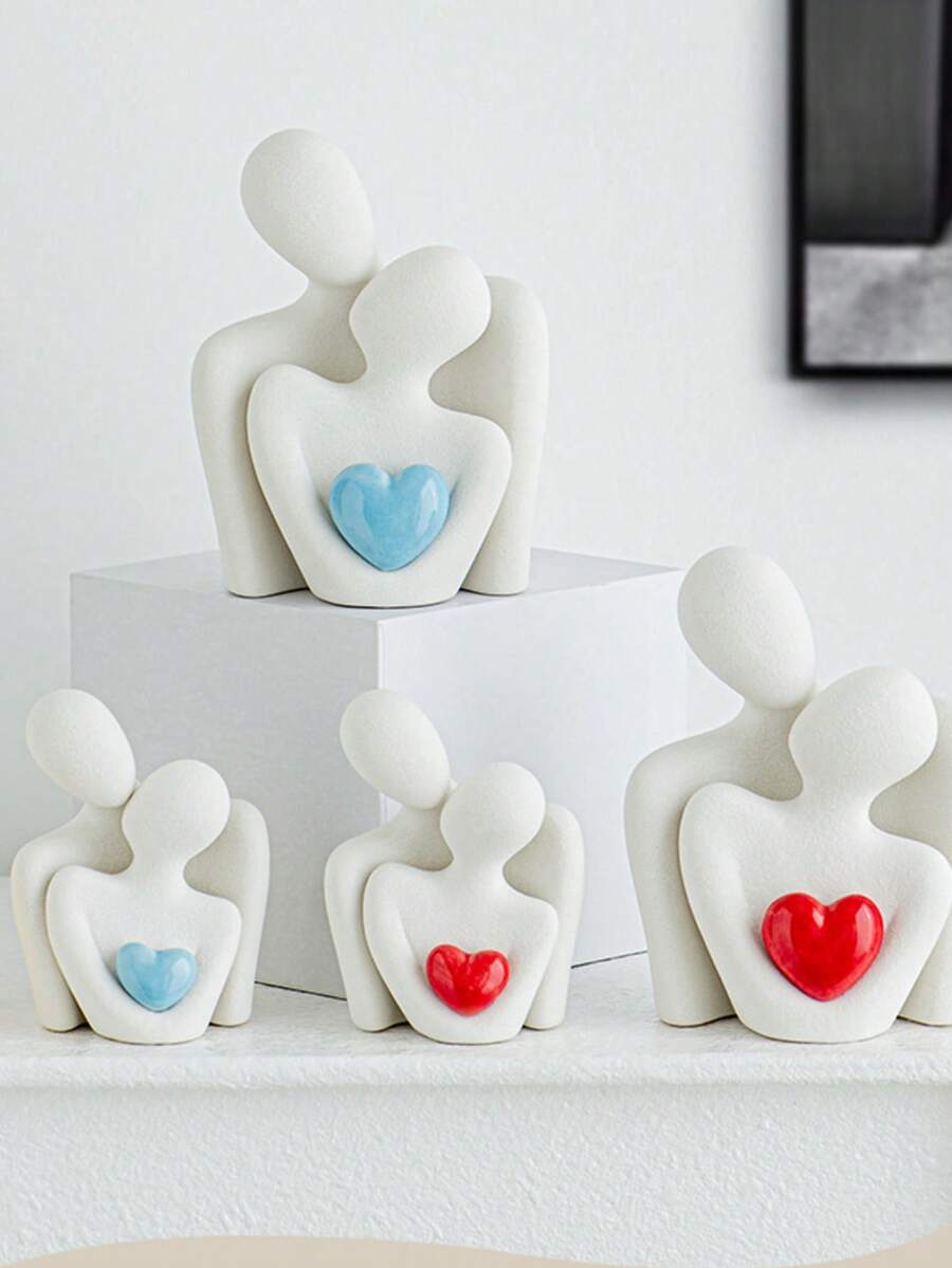 3.35 Inch White Resin Mini Couple Statue, Suitable For Bedroom Shelf, Romantic Anniversary, Wedding And Valentine's Day Couple Gift - Multicolor - View 1