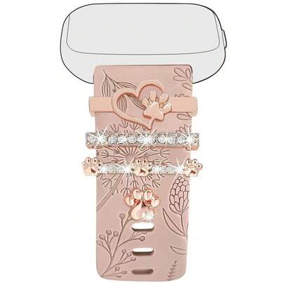 4pcs Zinc Alloy Heart & Cat Claw Watch Band Decoration Suitable For Apple Watch 38/40/41/42/44/45MM