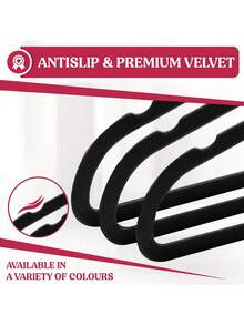50pcs Black Velour Home Use Anti-Skid Clothes Hanger-Perfect For Various Clothing Items,Spring,Minimalist,Summer Tops - View 4