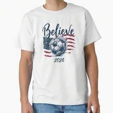 Believe USA Flag Soccer 2026 Distressed Patriotic Classic T-Shirt - White - View 1