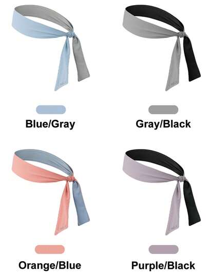  1 Diadema deportiva de doble cara de unicolor WRELS - Secado rápido, absorción de sudor, antideslizante, ajustable, elástica, adecuada para correr, fitness, ciclismo, yoga, baloncesto, fútbol