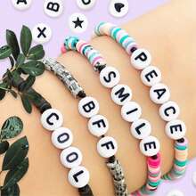 1550 Piezas Separador abecedario acrílico luneta letra para bisutería y manualidades cuencas abalorios - abecedario doble neon - Ver 3