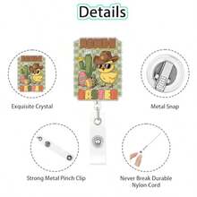 Easter Badge Reels With Alligator Clip Funny ID Badge Holders Cute Bunny Badge Reel Designs Retractable Bow Shape Easter Badge Holder For Nursing Medical Students Nurse Name Accessories For Work - 復活節 946 - 查看 5