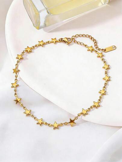 18K Gold Plated Stars Anklets Stainless Steel Summer Beach Stars Leg Chain Ankle Bracelet Fashion Waterproof Jewelry For Women,Perfect Gifts For Birthday,Vacation,Party,Wedding,Anniversary,Mother's Day,Back To School Season