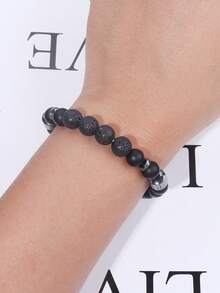 1条哑光黑玛瑙搭配立方赤铁矿手链 - 寓意保护、接地、勇气，男女皆宜，可搭配休闲装或作为特殊场合的礼物 - 黑色 - 查看 3