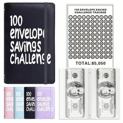 100 Days Money Saving Challenge Coin Envelope Budget Storage Book - Binding Covers With Daily Savings Tracker, Habit-Forming System, And Cash Savings Goal Of $5050 Develop A Consistent Savings Habit