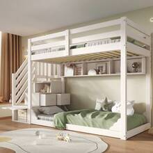 Kids Bed Frames, Headboards & Footboards - White + Wood + 90cm*200cm-1 - View 12