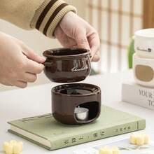 1 Set de Calentador de Fondue de Chocolate Cerámico, Set de Mini Olla Caliente Cerámica (Velas no incluidas) - Mini Taza Derretidora para Derretir Chocolate, Queso y Calentar Dulces - Set de Postre Compacto Ideal para Cita, Boda, Fiesta de Cumpleaños y Regalo de San Valentín - Fácil de Limpiar - Multicolor - Ver 6