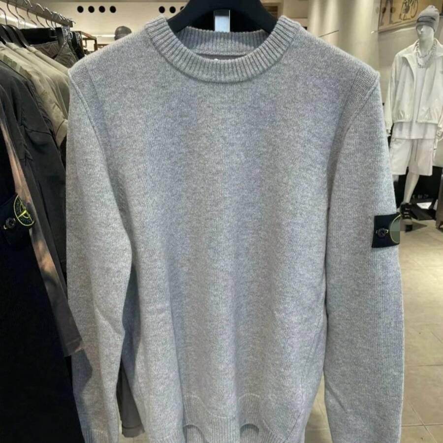 Men Knit Tops - 淺灰色 - 查看 1