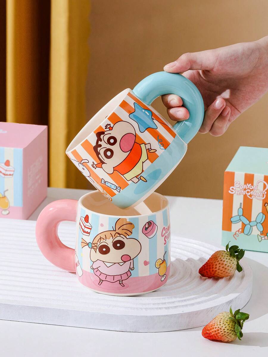 CRAYON SHINCHAN Cốc sứ Crayon Shin-Chan 460ml mới có vạch chia dung tích, cốc uống nước/sáng thời trang dùng trong gia đình. - Nhiều màu - Xem 1