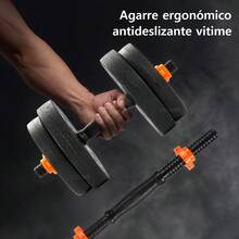 Mancuernas Ajustables Vitime con Barra y Guantes 20kg Negro Antideslizante - 20 kg - Ver 4