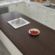 1卷中国风自粘木纹壁纸，易撕除，随机木纹图案设计，适用于卧室、橱柜、客厅、书桌、家具和门装饰，撕贴式壁纸，45厘米*500/300/100厘米 - 深棕色 - 查看 5