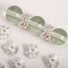 50颗银色合金波浪条纹隔珠，巴洛克风格隔珠，适合DIY珠宝制作项链手链 - 50個 - 查看 1