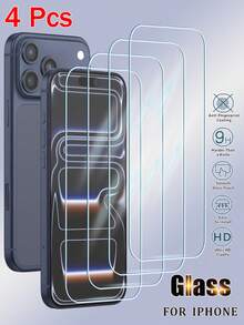 RQVQJ 4Pcs Full Screen Tempered Glass Protector Protect Screen Full Screen Phone Protective Film Compatible With IPhone 17 16 15 14 13 12 11 Pro Max XS X XR 16 15 14 Plus 17 Air Clear Protective Cover Glass Film - Clear - View 14