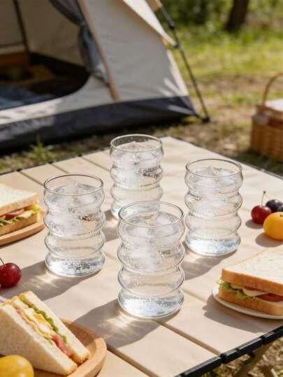 Bộ 2/4/6 cốc thủy tinh cao cấp kiểu Ins dùng cho trà trái cây, đồ uống lạnh, nước ép, nước giải khát, cốc sữa dùng trong gia đình, cốc tròn tối giản, cốc trà sữa có ống hút, cốc thủy tinh hình sóng xoắn ốc, cốc nước.