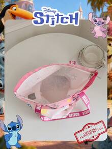 1 Pc Disney Officially Licensed Stitch Pattern Canvas Tote Bag, Women's Large-Capacity Shoulder Bag, Lightweight Reusable Shopping Bag – Ideal For Girls, Teens, Cartoon Fans, Perfect For Daily Commutes, Grocery Shopping, School Runs, Beach Trips, Holiday Gatherings,Back To School - Multicolor - View 6