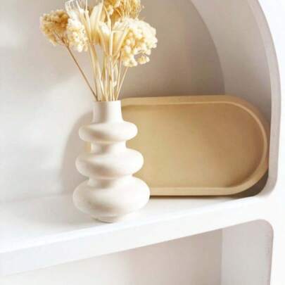 2件套硅胶模具，包含北欧花瓶模具和椭圆形储物托盘模具，DIY家居装饰石膏树脂模具，可重复使用，适用于手工工艺品制作。