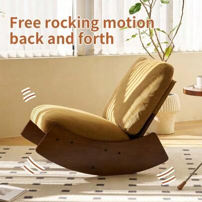 Comfortable Gliding Rocking Chair, High-Quality Padded Gliding Chair, Solid Wood Frame, Suitable For Many Occasions, Can Be Used As A Casual Reading Chair For The Bedroom, Living Room, Etc.